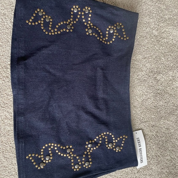 NWT Urban Outfitters|| Ecote Lulu Denim Studded Low Rise Mini Skirt, Med - Picture 3 of 6